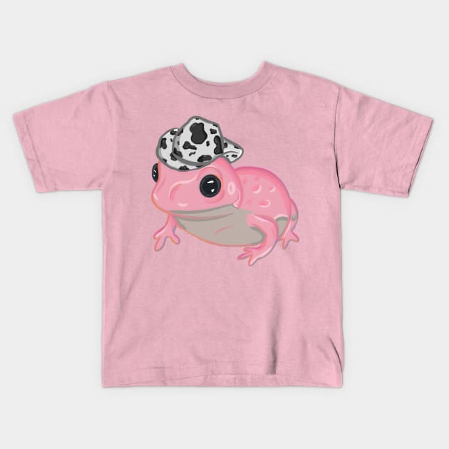 Pink Frog Wearing Cowboy Hat Kids T-Shirt by RoserinArt